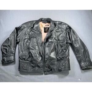 Vintage 90's Byrnes & Baker Black Leather Jacket Women's Size S SEE PICS